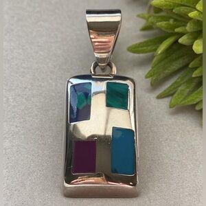 Silpada Silver Inlay Rectangular Pendant 
Vintage S0075